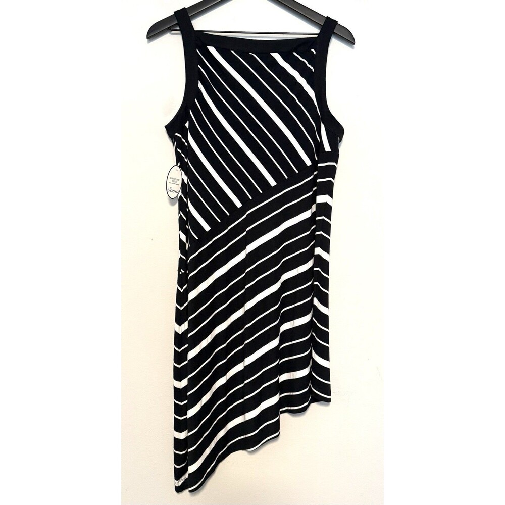 NWT Soma Long Look Tunic Top Dress Sz L Black White Sleeveless